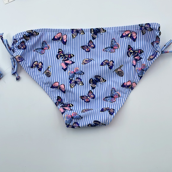 Girl’s Swimsuit Bikini Striped Butterfly UPF 50 Ruffle Sleeve & Chest NWT 14-16 - Picture 8 of 13